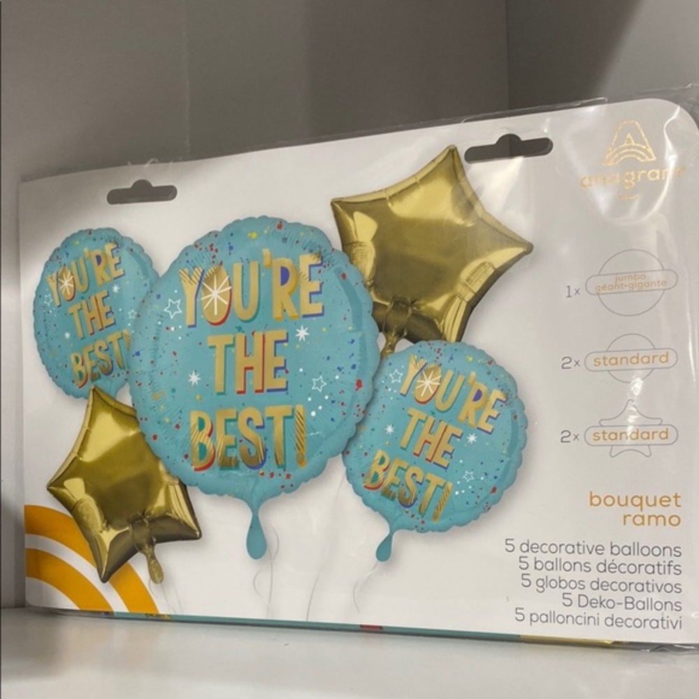 anagram Gold and Blue 'You're the Best' Balloon Bouquet